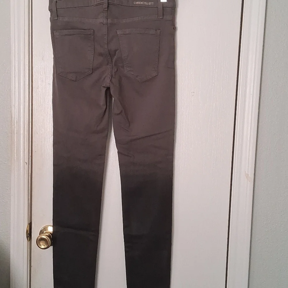 Current/Elliott The Stiletto Ombre Dark Castle Gray Black Coated Skinny Jeans 26 - Picture 4 of 10